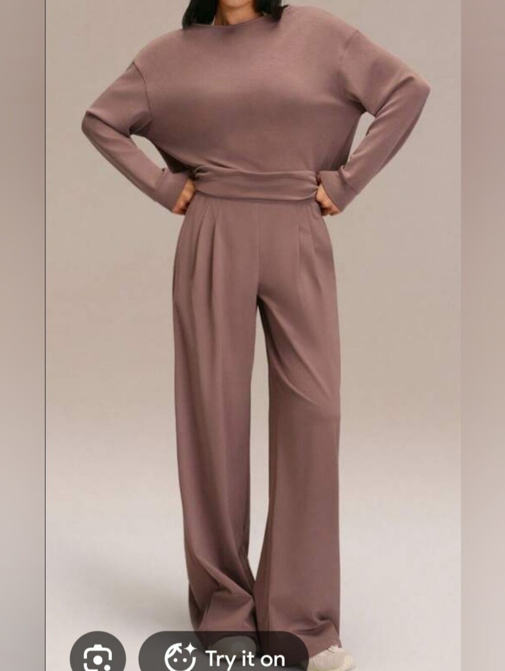 High-Rise Wide-Leg Pants in Mauve Taupe